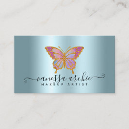 Guld Glitter metallisk turkos (Foil Butterfly) Visitkort