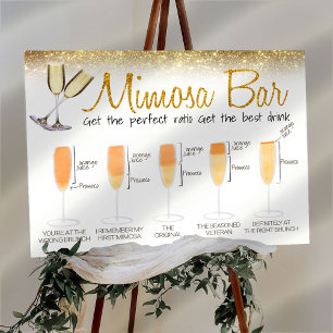 Guld Glitter Mimosa Bar Bröllopsbrunch Skylt