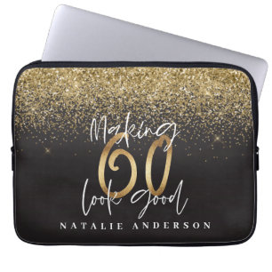 Guld glitter moderna 60-årsdag laptop fodral