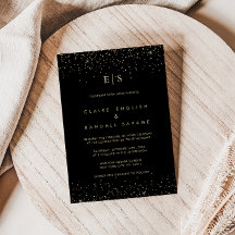 Guld Glitter Monogram efternamn, första Bröllop