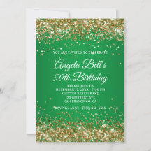 Guld Glitter Monogram Grön Ombre 50-årsdag