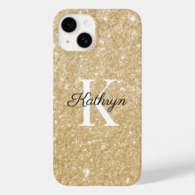 Guld Glitter Monogram Initial Bokstav (Baksida)