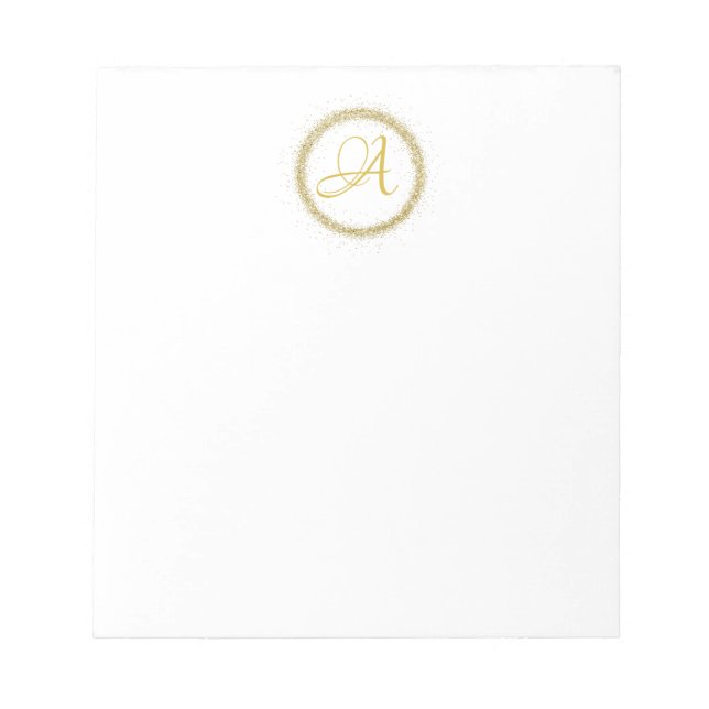 *~* Guld Glitter Monogram Initial Girly Minimal Anteckningsblock (Framsida)