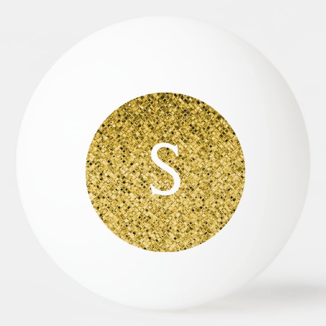 Guld Glitter Monogram Initialer Pingisboll (Framsidan)