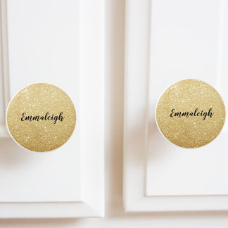 Guld Glitter Monogram Namn Knopp
