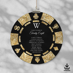 Guld Glitter Monogram Poker Chip Casino Bröllop Inbjudningar