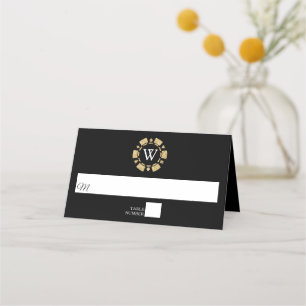 Guld Glitter Monogram Poker Chip Casino Bröllop Placeringskort