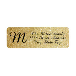 Guld Glitter Monogram - Returetiketter Returadress Etikett