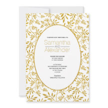 Guld glitter mönster i löv, rektangulärt bröllop