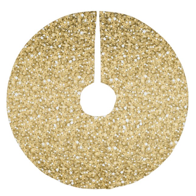 Guld Glitter Mönster Julgransmatta Borstad Polyester (Framsidan)