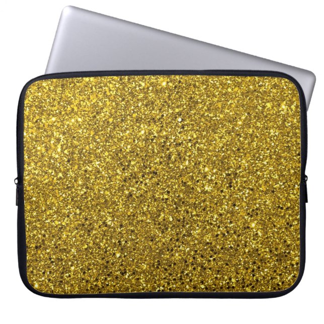Guld Glitter Mönster Laptop Fodral (Framsidan)