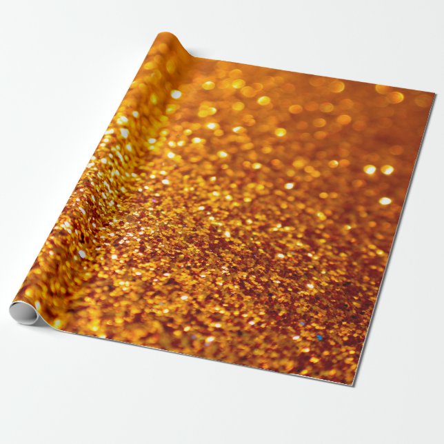 Guld Glitter Mönster Presentpapper (Utrullad)