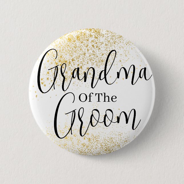Guld Glitter mormor av groom bröllop Button Knapp (Framsida)