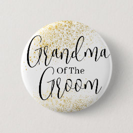 Guld Glitter mormor av groom bröllop Button Knapp