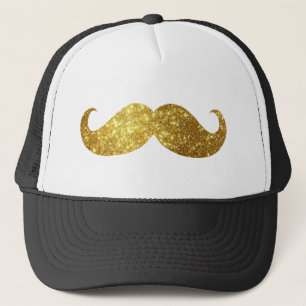 Guld Glitter Mustache Keps