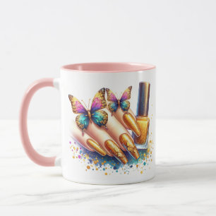 Guld Glitter Nail Tekniker Mugg