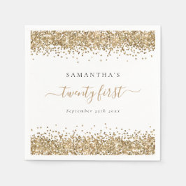 Guld Glitter Namn 20 första Party Pappersservett