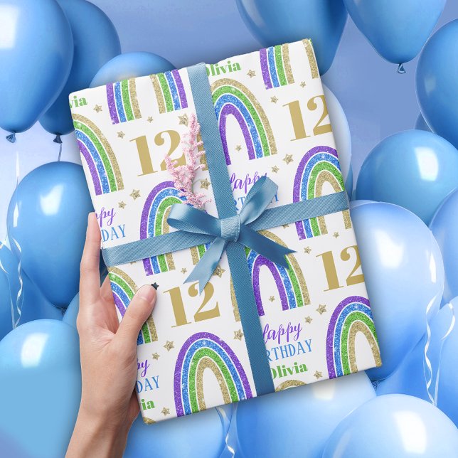 Guld Glitter Namn födelsedag Papper Presentpapper (Skapare uppladdad)