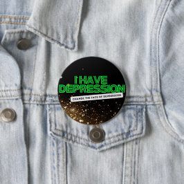 Guld Glitter_ Neonsignalen "Jag har depression"-kn Knapp
