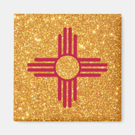 Guld Glitter New mexico Flagga Magnet