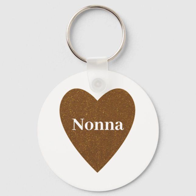 Guld Glitter Nonna Heart Nyckelring (Framsida)