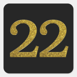 Guld Glitter nummer 22, bredbildsteckensnitt Fyrkantigt Klistermärke