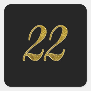 Guld Glitter nummer 22 Fyrkantigt Klistermärke