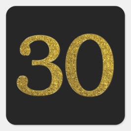 Guld Glitter nummer 30 vid teckensnitt Fyrkantigt Klistermärke
