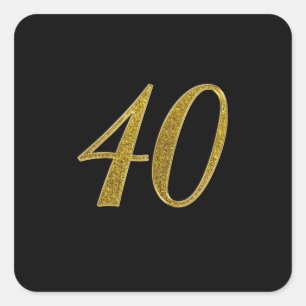 Guld Glitter nummer 40 Fyrkantigt Klistermärke