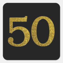 Guld Glitter nummer 50 vid teckensnitt Fyrkantigt Klistermärke