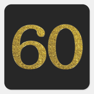 Guld-Glitter nummer 60, brett teckensnitt Fyrkantigt Klistermärke