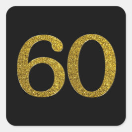 Guld Glitter nummer 60 vid teckensnitt Fyrkantigt Klistermärke