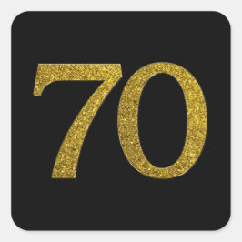 Guld Glitter nummer 70, bredbildsteckensnitt Fyrkantigt Klistermärke