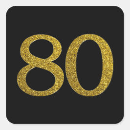 Guld Glitter nummer 80, bredbildsteckensnitt Fyrkantigt Klistermärke