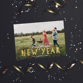 Guld Glitter - nyårsfoto Julkort