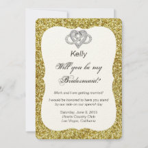 Guld Glitter Oändlighet Hjärt Brudtärna Kort