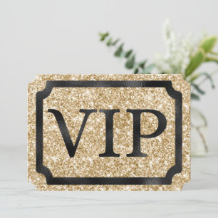 Guld Glitter och Black VIP Event Biljett Inbjudningar