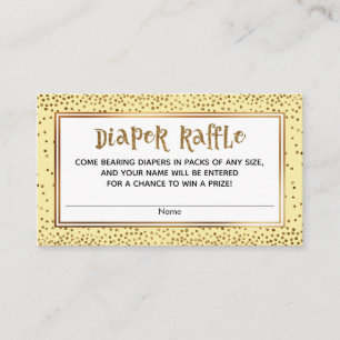 Guld Glitter och Blek Gult Diaper Raffle Biljett Tilläggskort
