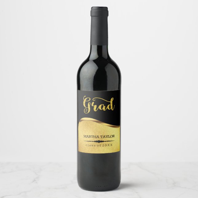 Guld Glitter och Damm Vinflaska Etikett (Framsida)