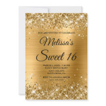 Guld Glitter och Foil Sweet 16 Finare Monogram