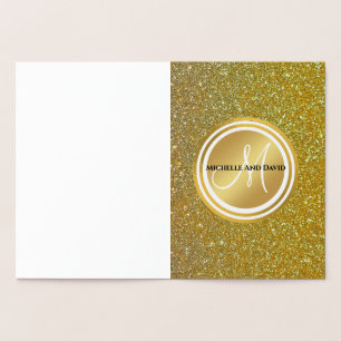 Guld Glitter och gnistra Black Monogram Newlyed Folierat Kort
