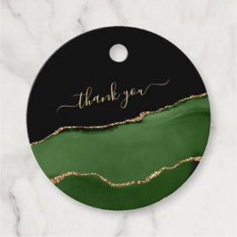 Guld Glitter och Grönt Agate Gåvor Etiketter