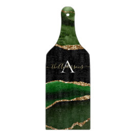 Guld Glitter och Grönt Agate Monogram