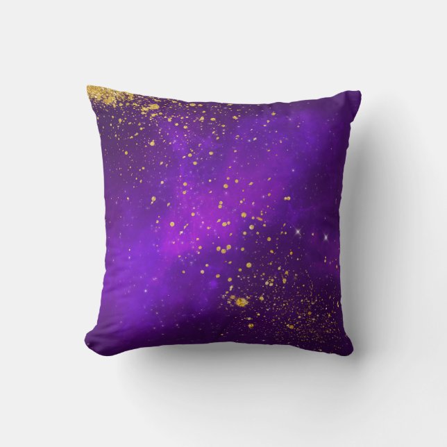 Guld Glitter och Lila Galaxy Dekorativ kudde (Framsida)