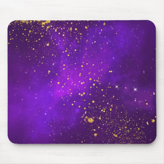 Guld Glitter och Lila Galaxy Mouse Pad Musmatta (Framsidan)