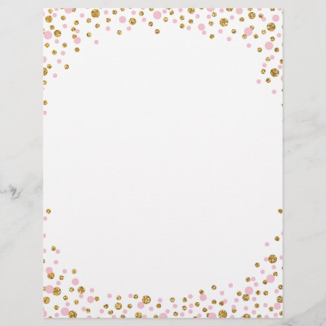 Guld Glitter och Rosa Sprinkle Confetti Reklamblad (Framsidan)