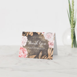 Guld- glitter- och rosablommor som gifta sig tack kort