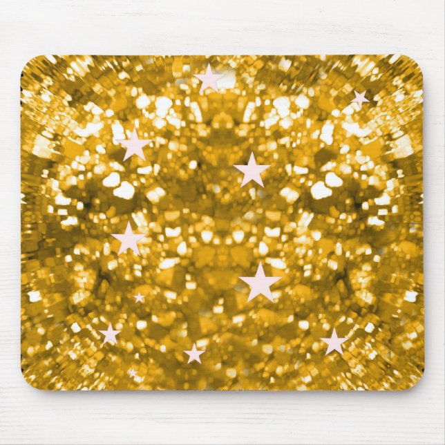 Guld- glitter- och stjärnadivamousepad musmatta (Framsidan)