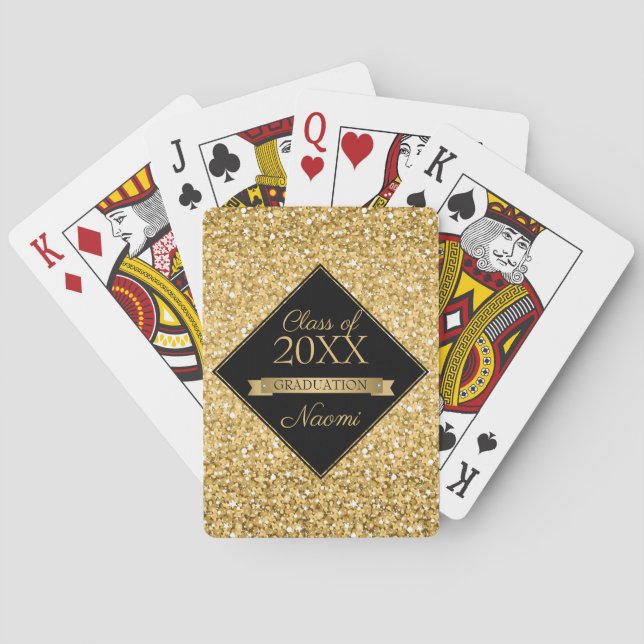 Guld Glitter och Svarta fyrkanter Casinokort (Baksidan)
