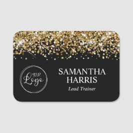 Guld Glitter och Svarta Logotypen Namnbricka